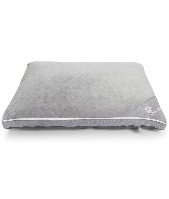 Paw Prints - Plush Rectangular Dog Bed, Faux Fur & Fabric, Anti-Slip, Washable - 105 x 74 x 12 cm