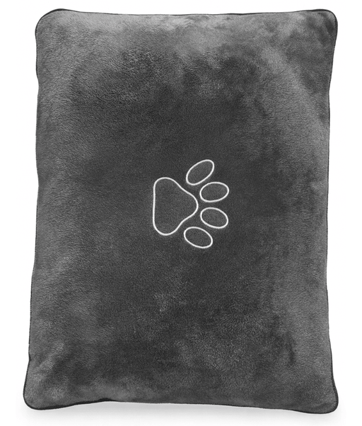 Paw Prints - Plush Rectangular Dog & Cat Bed, Faux Fur, Washable Cover - 110×80×12 cm with soft paw design.