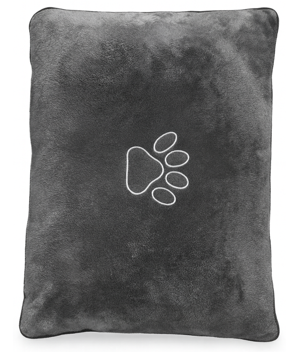 Paw Prints Plush Rectangular Dog & Cat Bed, Faux Fur, Washable Cover – 110×80×12 cm