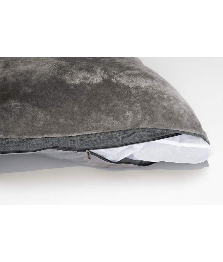 Paw Prints - Plush Rectangular Dog & Cat Bed, Faux Fur, Washable Cover - 110×80×12 cm with zipper detail.