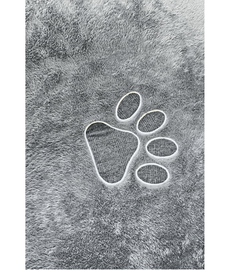 Paw Prints - Plush Rectangular Dog & Cat Bed, Faux Fur, Washable Cover - 110×80×12 cm with paw print design.