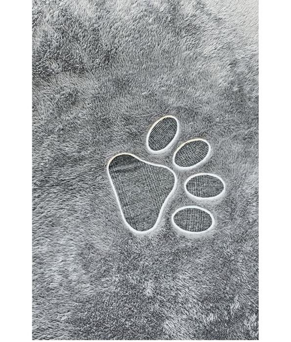 Paw Prints Plush Rectangular Dog & Cat Bed, Faux Fur, Washable Cover – 110×80×12 cm