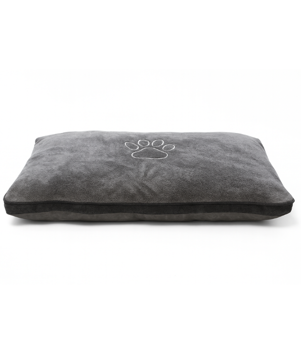 Paw Prints Plush Rectangular Dog & Cat Bed, Faux Fur, Washable Cover – 110×80×12 cm