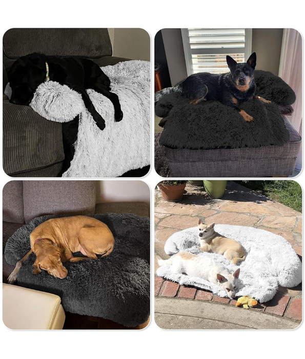 Tall Tails – Dream Chaser Anywhere Cuddler Dog Bed, White Faux Fur, Anti-Slip, Washable – 105×90×9 cm