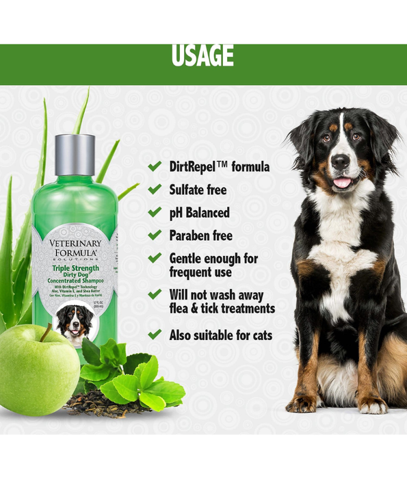 Synergy Labs - Veterinary Formula Solutions, Triple Strength Dirty Dog Concentrated Shampoo - 503ml