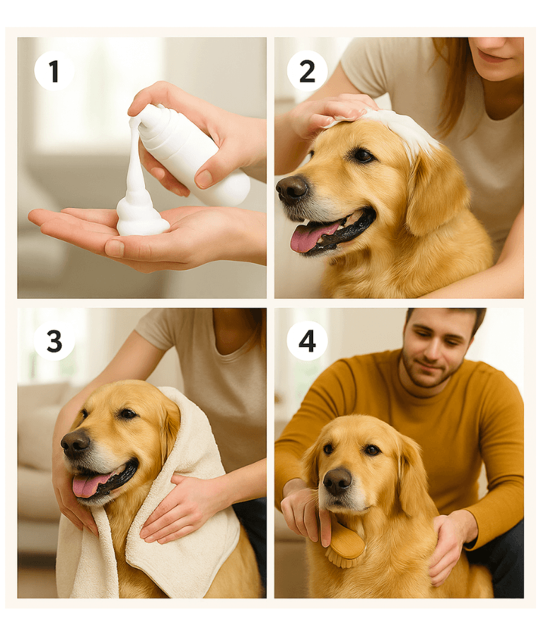Smartmate Foamy Clean Waterless Shampoo for Cats & Dogs – Baby Powder Scent – No Rinse Foam – 150ml