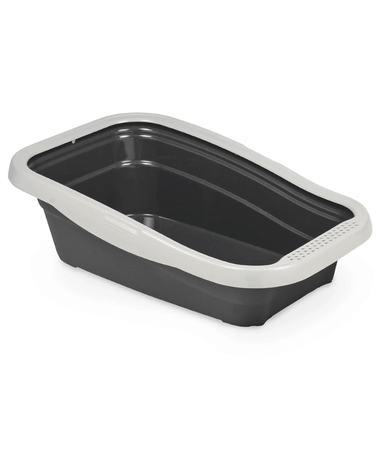 MPS Italia - Nella Cat Litter Box – Open Tray with Anti-Splash Rim, Easy-Clean Design – 56 × 37 × 18 cm (Color Selected Randomly)