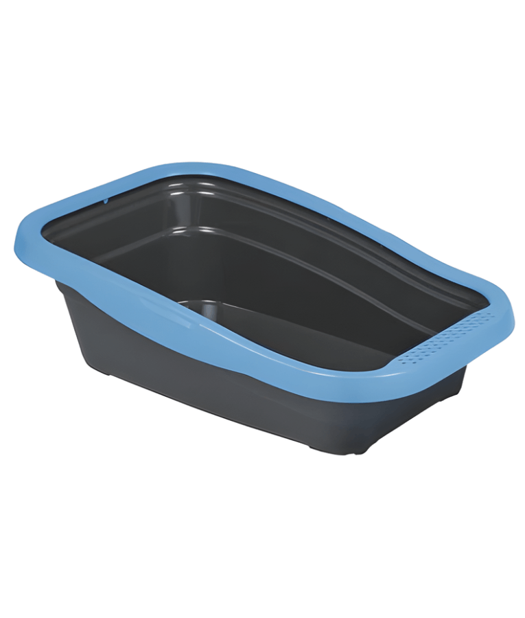 MPS Italia - Nella Cat Litter Box – Open Tray with Anti-Splash Rim, Easy-Clean Design – 56 × 37 × 18 cm (Color Selected Randomly)