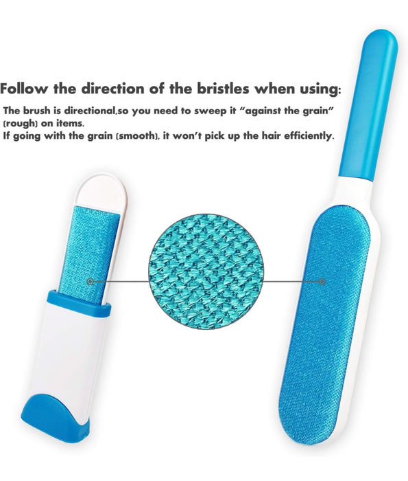 ‎Relarr - Pet Hair Remover Brush,Tur Remover for Pet Hair and Clothes Double-Sided with Self-Cleaning Base and Travel Size Brush (Blue, streamline)