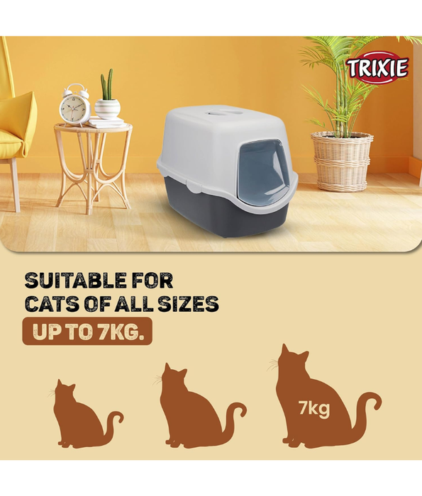 Trixie Vico Cat Litter Tray, With Hood White & Grey 58 x 30 x 39 cm