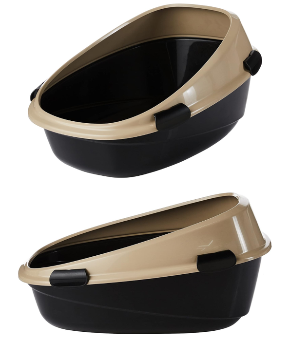 MP Bergamo – Pin Up Maxi Mocaccino Open Litter Box – Beige & Black - 66×49×36 cm