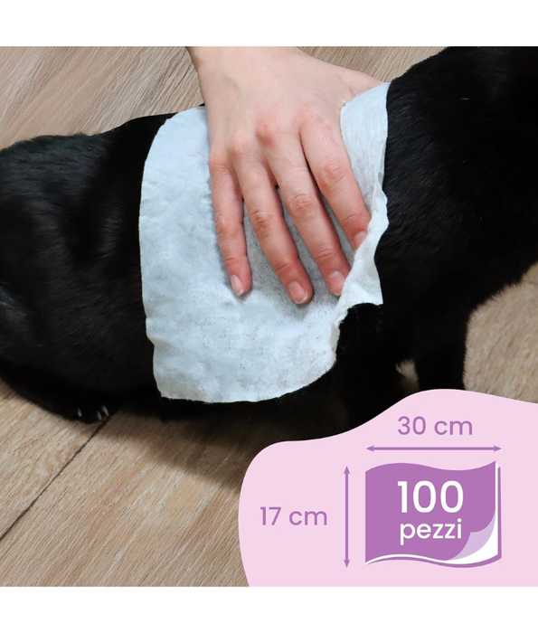 Camon - Salviette Cleansing Pet Wipes Talco – Alcohol & Paraben Free - 40 Sheets -100 Sheets