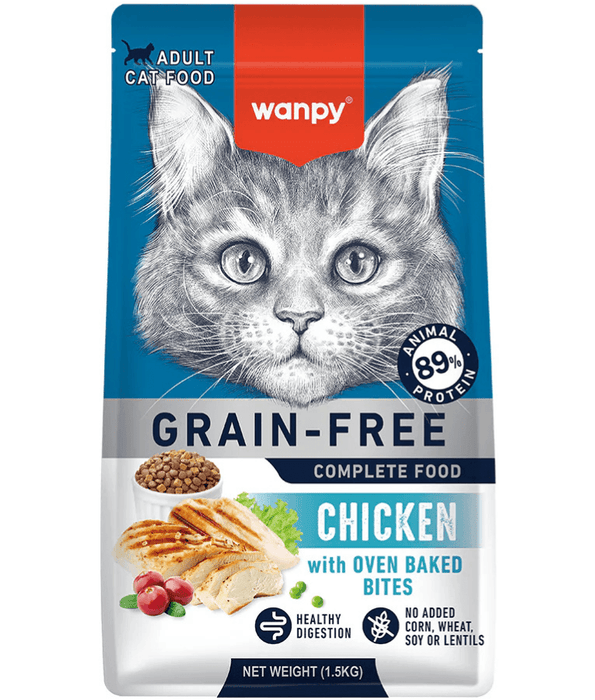 Wanpy - Grain-Free Chicken Adult Cat Food, High Animal Protein, Digestive & Immune Support - 1.5 kg