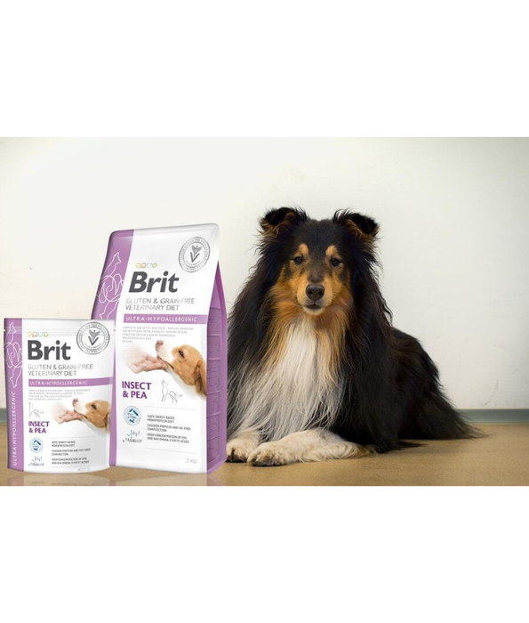 Brit Veterinary Diet - Ultra-Hypoallergenic Insect & Pea, Adult All Breed Sizes Dry Dog Food, Allergy Relief & Skin Support – 12 kg