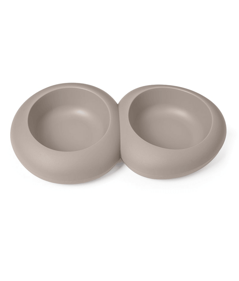 Imac - Ciottoli Double Pet Bowl, Anti-Slip Plastic Food & Water Feeder Beige  S - L