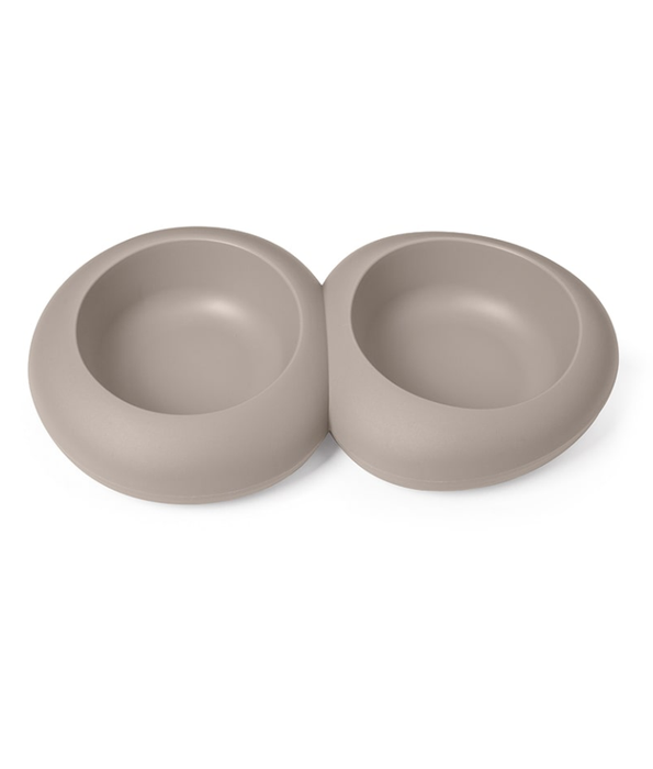 Imac - Ciottoli Double Pet Bowl, Anti-Slip Plastic Food & Water Feeder Beige  S - L