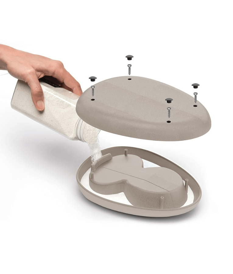 Imac - Ciottoli Double Pet Bowl, Anti-Slip Plastic Food & Water Feeder Beige  S - L