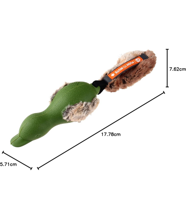 GiGwi - Duck with Plush Tail Green Push To Mute Dog Toy