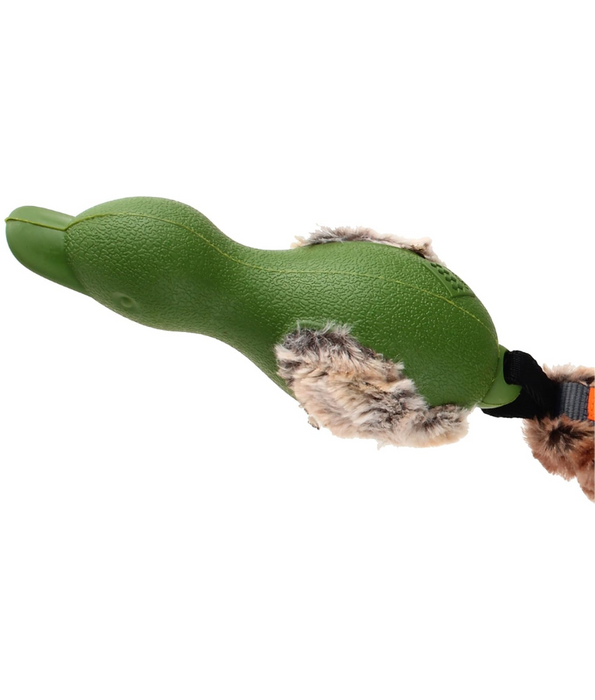 GiGwi - Duck with Plush Tail Green Push To Mute Dog Toy