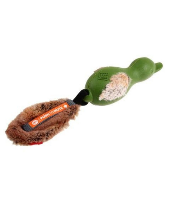 GiGwi - Duck with Plush Tail Green Push To Mute Dog Toy