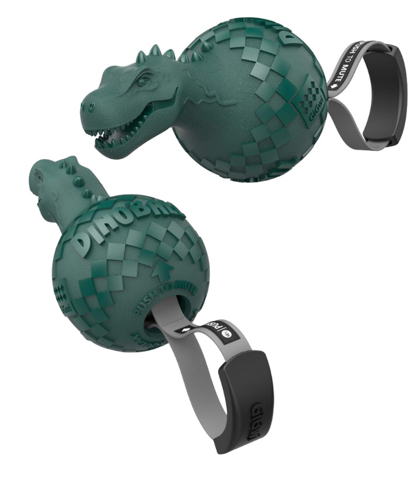 Gigwi - Dinoball T-Rex Push To Mute Squeaker Lake Blue