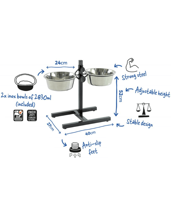 Duvo - Twin Feeder H-Stand + Bowls