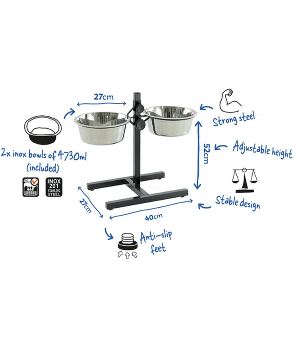 Duvo - Twin Feeder H-Stand + Bowls Duvo