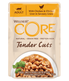 Wellness Wellness CORE Tender Cuts Chicken & Chicken Liver in Savory Gravy 85g