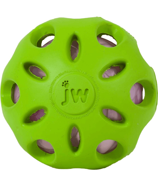 JW Crackle Heads Crackle Ball Green Dog Toy JW