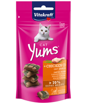 Vitakraft - Cat Yums, Soft Bites With Chicken and Cat Grass For Digestive Support - 40g