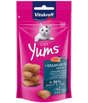 Vitakraft - Cat Yums, Soft Bites With Salmon and Omega 3 For Skin and Coat Support - 40g