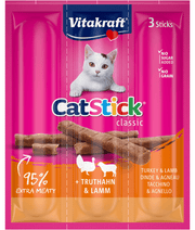 Vitakraft - CatStick, 3 Classic Soft Sticks With Turkey and Lamb - 18g