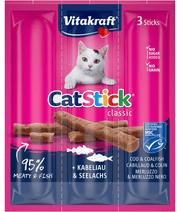 Vitakraft - CatStick, 3 Classic Soft Sticks With Cod and Pollock (Fish) - 18g