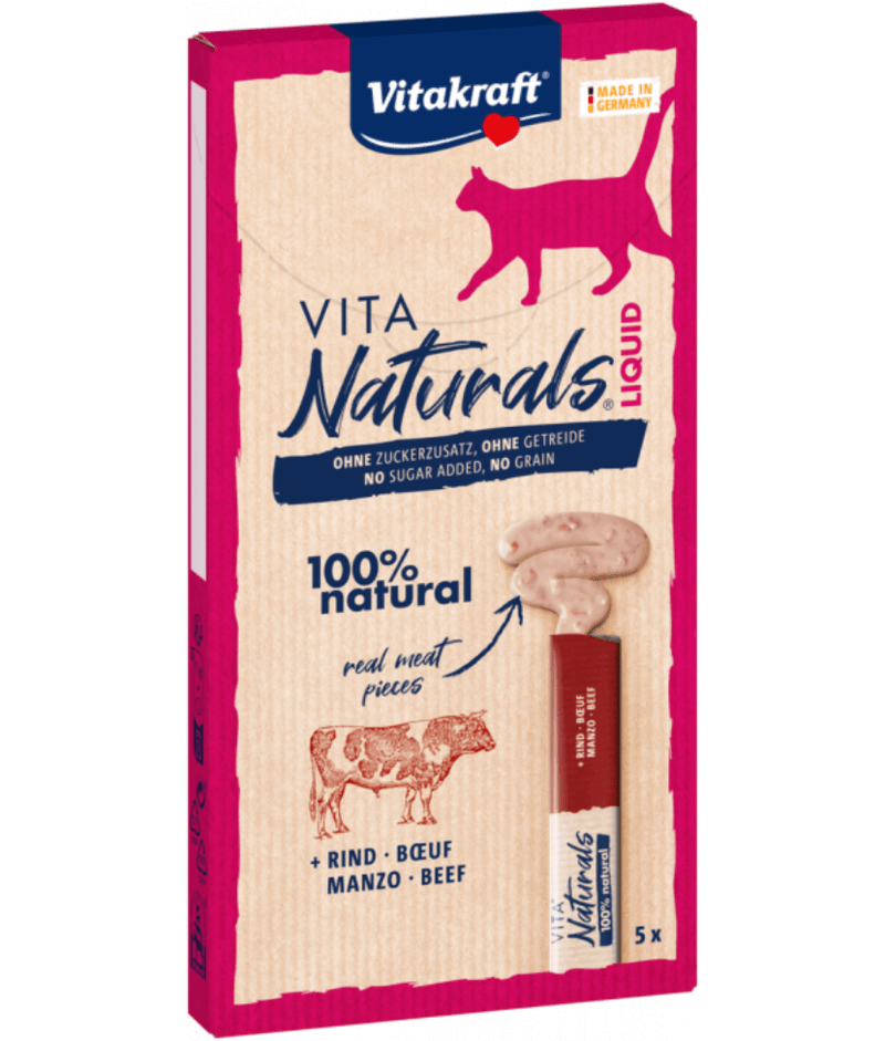 Vitakraft - Vita Naturals, Lickable Liquid Treat Tubes With Beef - 5 Tubes x 15g