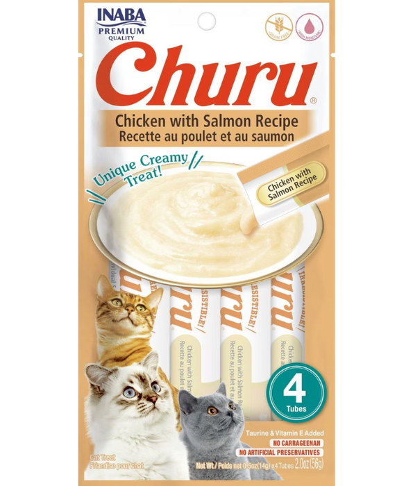 Inaba Churu Chicken with Salmon Recipe 4 Tubes Inaba