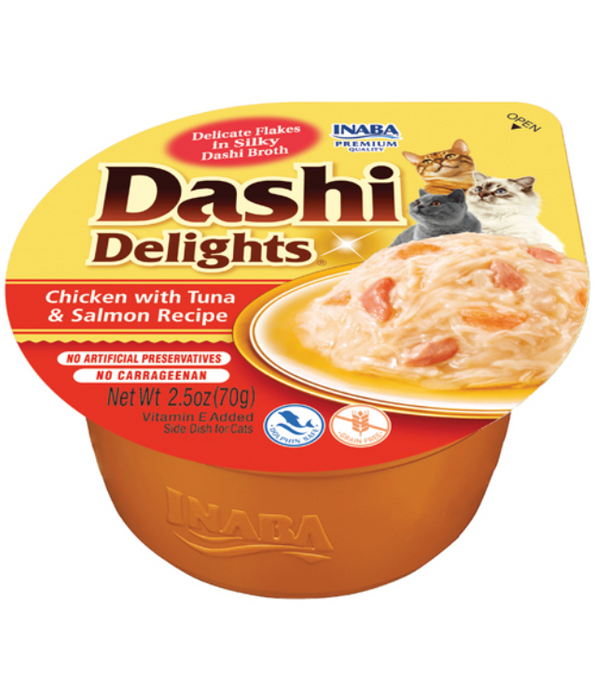 Inaba Dashi Delights Chicken with Tuna & Salmon Recipe 70g Inaba