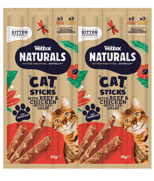 Webbox - Cat Sticks With Beef And Cat Grass & Chicken With Cat Grass 6 Sticks Webbox