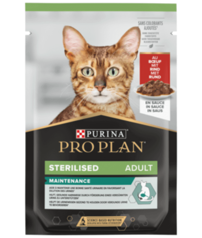 Purina Pro Plan Sterilised Wet Cat Food, Beef in Gravy, 85gx10