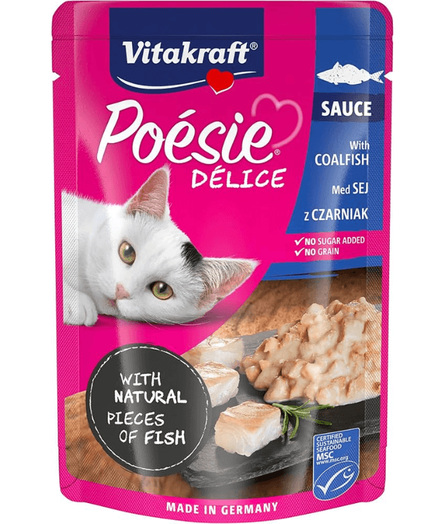 Vitakraft - Poesie Delice, Adult Wet Cat Food With Coal Fish In Gravy - 85g
