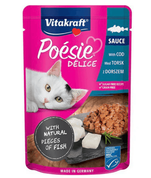 Vitakraft - Poesie Delice, Adult Wet Cat Food With Cod Fish In Gravy - 85g