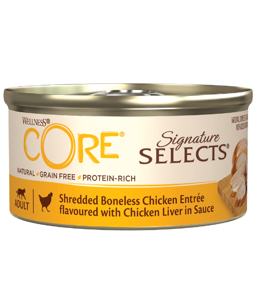 Wellness CORE Signature Selects Shredded Boneless Chicken Entree Flavored With Chicken Liver In Sauce 79g