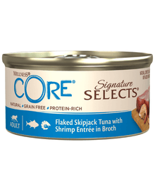 Wellness CORE Signature Selects Flaked Skipjack Tuna With Shrimp Entree In Broth 79g