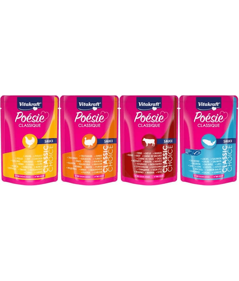 Vitakraft - Poésie Classique, Adult Wet Cat Food Multipack, In Gravy - 12 Pouches x 85g