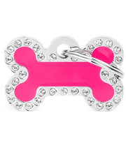 My Family Glam Bone Fuchsia ID Tag with Rhinestones