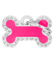 my family My Family Glam Bone Fuchsia ID Tag with Rhinestones