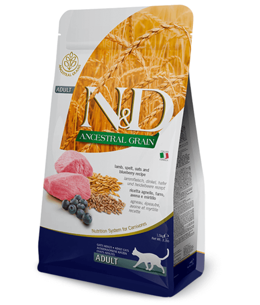 Farmina - N&D Ancestral Grain, Lamb and Blueberry Adult Cat Dry Food 1.5kg