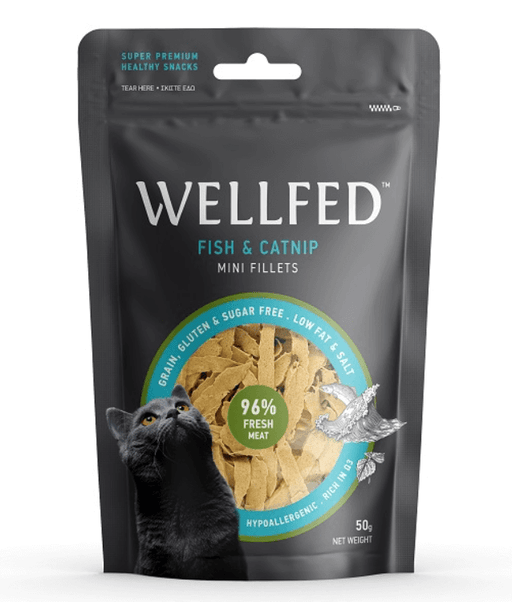 Wellfed – Monoprotein Fish & Catnip Mini Fillets – Grain & Sugar Free - 50g