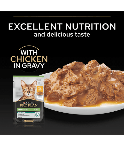 Purina Pro Plan Sterilised Adult Wet Cat Food, Chicken in Gravy, 85g