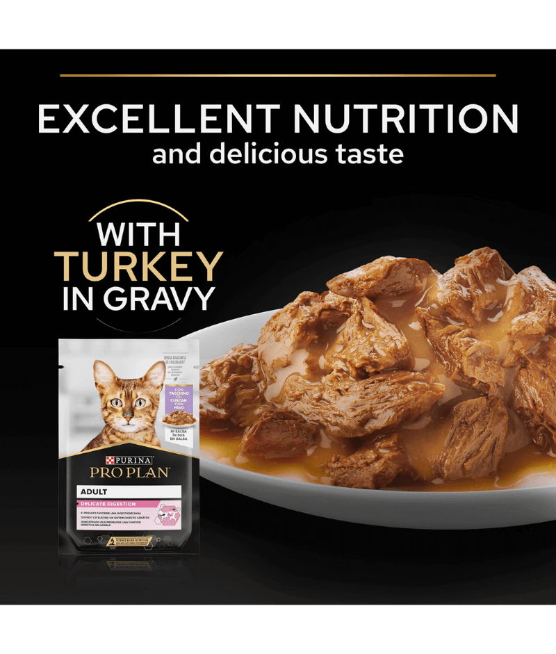 Purina Pro Plan Delicate Digestion Wet Cat Food, Turkey in Gravy, 85g