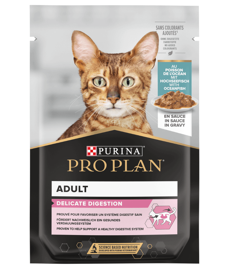 Purina Pro Plan Delicate Digestion Wet Cat Food, Oceanfish in Gravy 85gx10